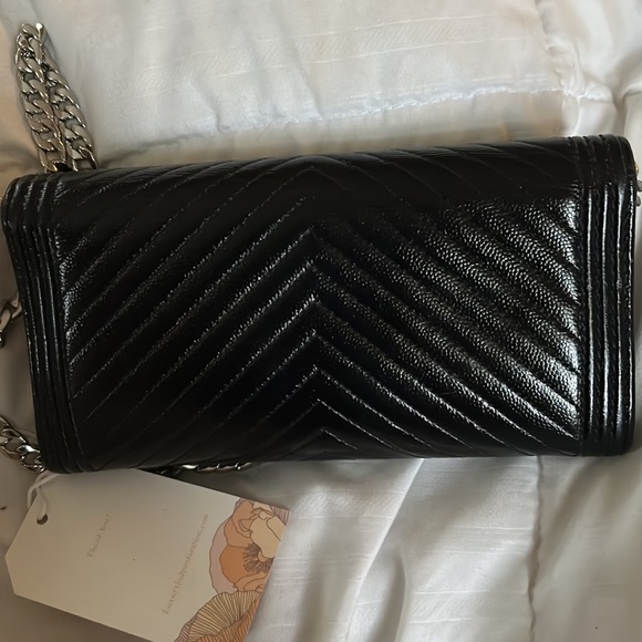 Authentic Chanel Quilted Chevron Boy Wallet Crossbody WOC - Picture 8 of 14